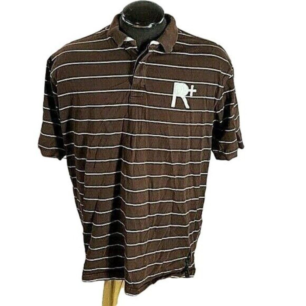 Rocawear brown striped men‎ polo shirt large